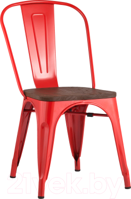 Стул Stool Group Tolix Wood / YD-H440B-W LG-03 (красный глянцевый/темное дерево) - фото