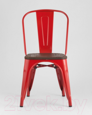 Стул Stool Group Tolix Wood / YD-H440B-W LG-03 (красный глянцевый/темное дерево)