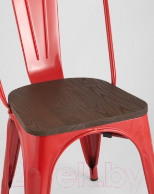Стул Stool Group Tolix Wood / YD-H440B-W LG-03 (красный глянцевый/темное дерево)
