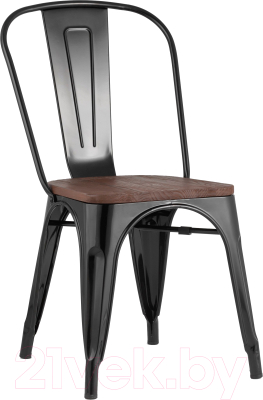 Стул Stool Group Tolix Wood / YD-H440B-W LG-01 (черный глянцевый/темное дерево) - фото