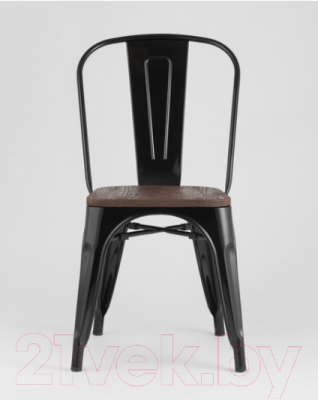 Стул Stool Group Tolix Wood / YD-H440B-W LG-01 (черный глянцевый/темное дерево)