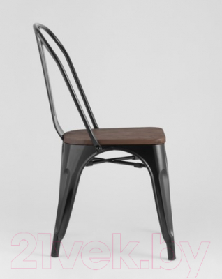 Стул Stool Group Tolix Wood / YD-H440B-W LG-01 (черный глянцевый/темное дерево)