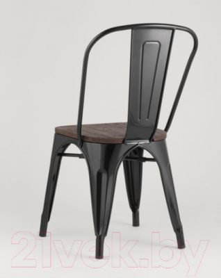 Стул Stool Group Tolix Wood / YD-H440B-W LG-01 (черный глянцевый/темное дерево)