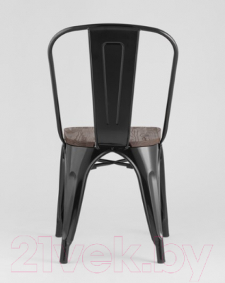 Стул Stool Group Tolix Wood / YD-H440B-W LG-01 (черный глянцевый/темное дерево)