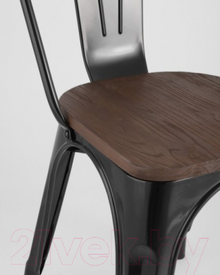 Стул Stool Group Tolix Wood / YD-H440B-W LG-01 (черный глянцевый/темное дерево)