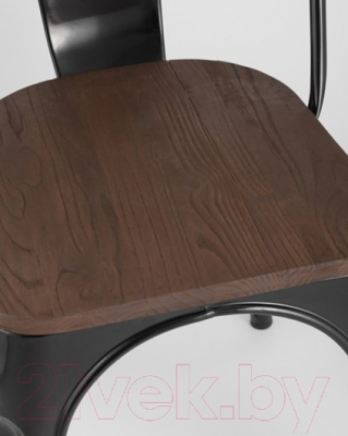 Стул Stool Group Tolix Wood / YD-H440B-W LG-01 (черный глянцевый/темное дерево)