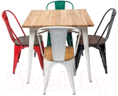 Стул Stool Group Tolix Wood / YD-H440B-W LG-01 (черный глянцевый/темное дерево)