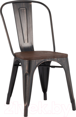 Стул Stool Group Tolix / YD-H440B-W MS-01-1 (черный/патина золото/темное дерево) - фото