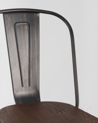 Стул Stool Group Tolix / YD-H440B-W MS-01-1 (черный/патина золото/темное дерево)