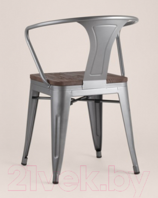 Стул Stool Group Tolix Arm Wood / YD-H440AR-W YG-15 (серебристый матовый/темное дерево)