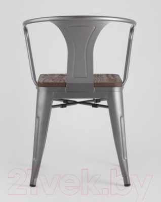 Стул Stool Group Tolix Arm Wood / YD-H440AR-W YG-15 (серебристый матовый/темное дерево)