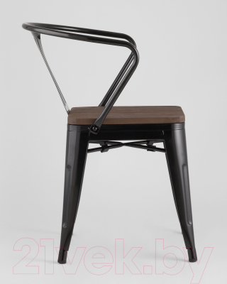 Стул Stool Group Tolix Arm Wood / YD-H440AR-W LG-01 (черный глянцевый/темное дерево)