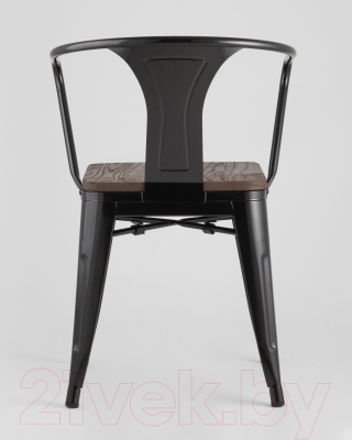 Стул Stool Group Tolix Arm Wood / YD-H440AR-W LG-01 (черный глянцевый/темное дерево)
