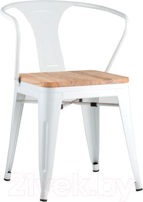 Стул Stool Group Tolix Arm Wood / YD-H440AR-W LG-02 (белый глянцевый/светлое дерево) - фото