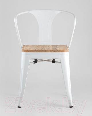 Стул Stool Group Tolix Arm Wood / YD-H440AR-W LG-02 (белый глянцевый/светлое дерево)