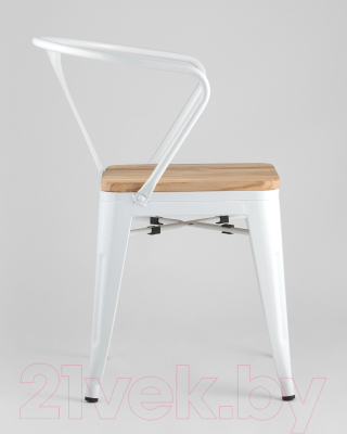 Стул Stool Group Tolix Arm Wood / YD-H440AR-W LG-02 (белый глянцевый/светлое дерево)