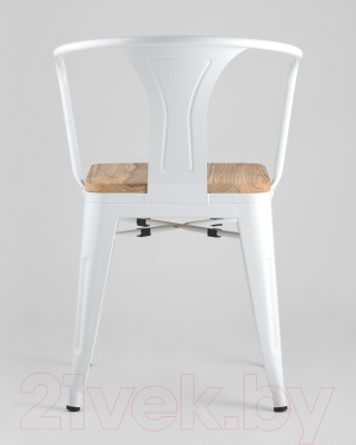 Стул Stool Group Tolix Arm Wood / YD-H440AR-W LG-02 (белый глянцевый/светлое дерево)