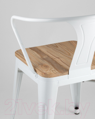 Стул Stool Group Tolix Arm Wood / YD-H440AR-W LG-02 (белый глянцевый/светлое дерево)