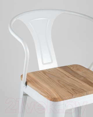 Стул Stool Group Tolix Arm Wood / YD-H440AR-W LG-02 (белый глянцевый/светлое дерево)