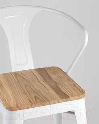 Стул Stool Group Tolix Arm Wood / YD-H440AR-W LG-02 (белый глянцевый/светлое дерево)
