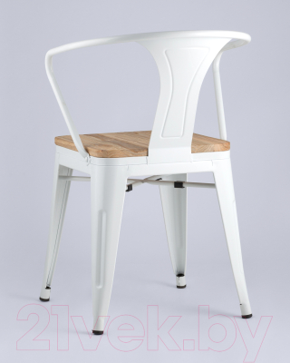 Стул Stool Group Tolix Arm Wood / YD-H440AR-W LG-02 (белый глянцевый/светлое дерево)