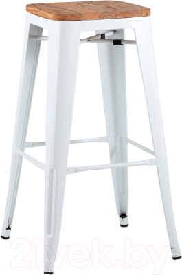Табурет барный Stool Group Tolix Wood / YD-H765-W LG-02 (белый глянцевый/светлое дерево) - фото