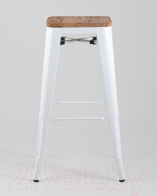 Табурет барный Stool Group Tolix Wood / YD-H765-W LG-02 (белый глянцевый/светлое дерево)