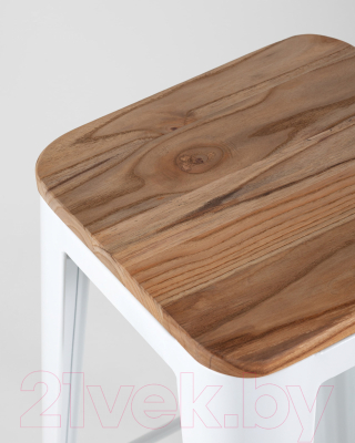 Табурет барный Stool Group Tolix Wood / YD-H765-W LG-02 (белый глянцевый/светлое дерево)