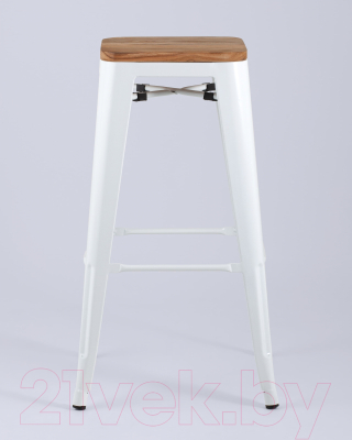 Табурет барный Stool Group Tolix Wood / YD-H765-W LG-02 (белый глянцевый/светлое дерево)