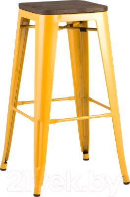 Табурет барный Stool Group Tolix Wood / YD-H765-W LG-06 (желтый глянцевый/темное дерево) - фото