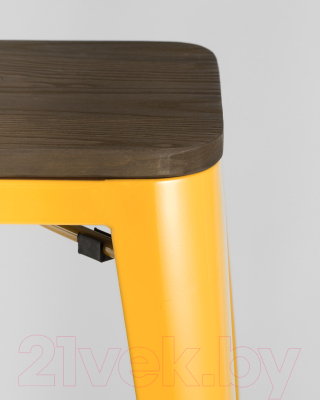 Табурет барный Stool Group Tolix Wood / YD-H765-W LG-06 (желтый глянцевый/темное дерево)