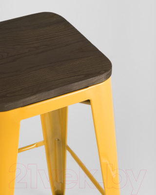 Табурет барный Stool Group Tolix Wood / YD-H765-W LG-06 (желтый глянцевый/темное дерево)