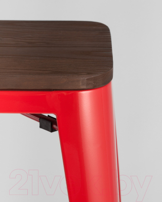 Табурет барный Stool Group Tolix Wood / YD-H765-W LG-03 (красный глянцевый/темное дерево)