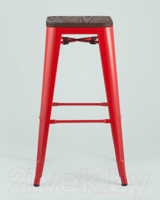 Табурет барный Stool Group Tolix Wood / YD-H765-W LG-03 (красный глянцевый/темное дерево)
