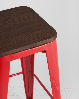 Табурет барный Stool Group Tolix Wood / YD-H765-W LG-03 (красный глянцевый/темное дерево)