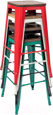 Табурет барный Stool Group Tolix Wood / YD-H765-W LG-03 (красный глянцевый/темное дерево)