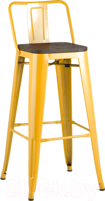 Стул барный Stool Group Tolix со спинкой / YD-H765E-W LG-06 (желтый глянцевый/темное дерево) - фото