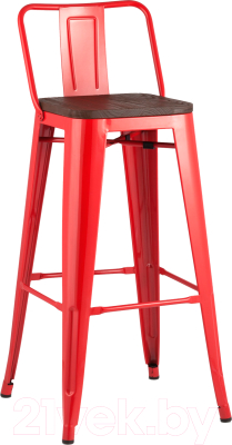 Стул барный Stool Group Tolix Wood со спинкой / YD-H765E-W LG-03 (красный глянцевый/темное дерево) - фото