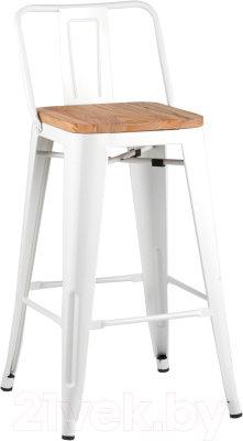 Стул барный Stool Group Tolix Wood со спинкой / YD-H765E-W LG-02 (белый глянцевый/светлое дерево) - фото