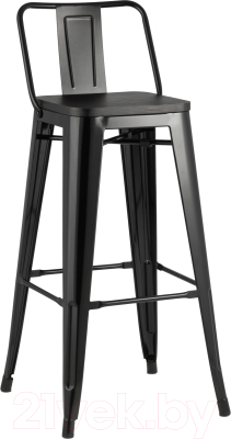 Стул барный Stool Group Tolix Wood со спинкой / YD-H765E-W LG-01 (черный глянцевый/темное дерево) - фото