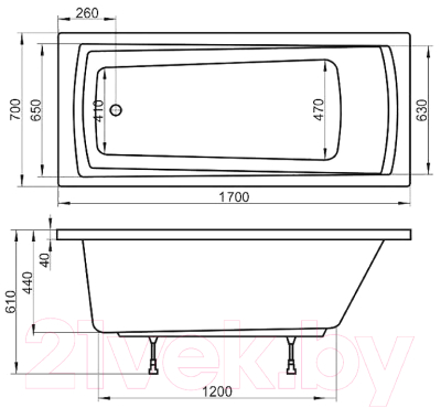 Ванна акриловая Ravak Domino Plus 170х70 (C632R00000)