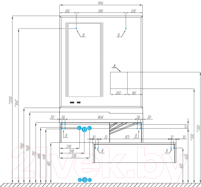 Тумба с умывальником Акватон Сакура 100 (1A2349K1SKW80)