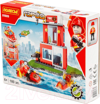 Конструктор Полесье Классик. Город. Пожарная часть-1.2 / 81889 - фото