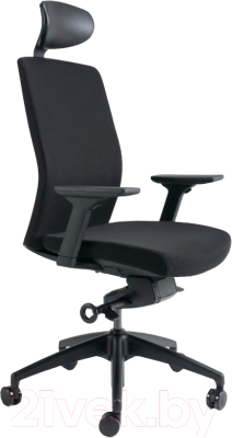 Кресло офисное Bestuhl J2 Black Pl с подголовником и подлокотником - фото