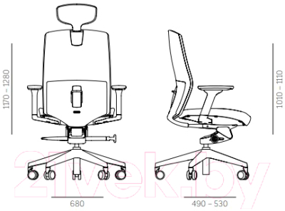 Кресло офисное Bestuhl J2 Black Pl без подголовника с подлокотником