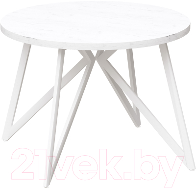 Обеденный стол Millwood Женева Л D90x75 (дуб белый Craft/металл белый) - фото