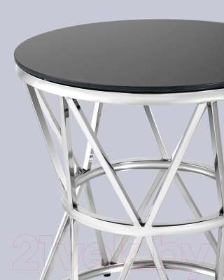 Журнальный столик Stool Group Вива 50x50 / EET-080 (стекло черное/сталь серебристый)