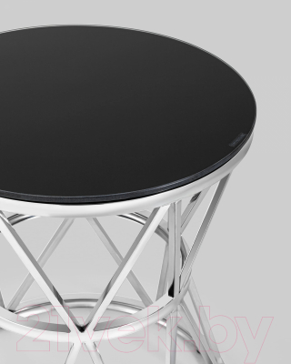 Журнальный столик Stool Group Вива 50x50 / EET-080 (стекло черное/сталь серебристый)