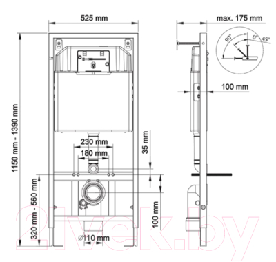 Унитаз подвесной с инсталляцией Berges Ego XL Rimless / 043201
