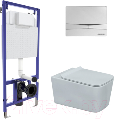 Унитаз подвесной с инсталляцией Berges Floe Rimless / 043223 - фото